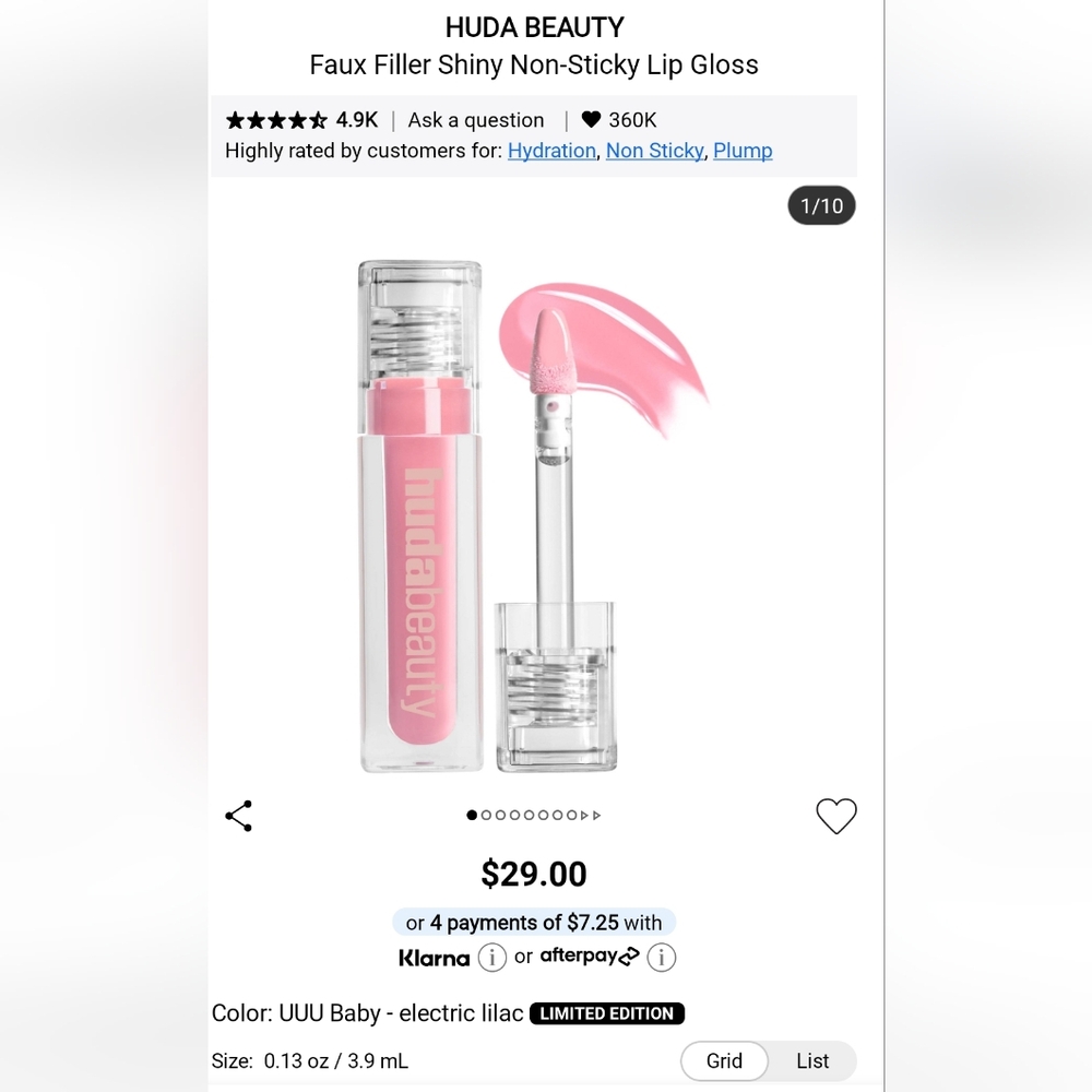 Huda Beauty Pink Lip Gloss UUU BABY